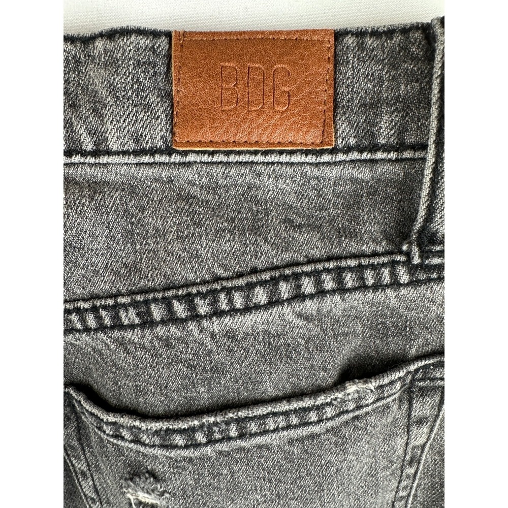 BDG Slim Straight Jeans 27 Black Distressed Ripped High Rise Grunge Streetwear - Picture 10 of 14